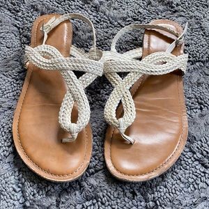 White braided strappy sandals